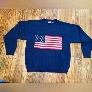AWESOME VINTAGE STARS AND STRIPES BRAND AMERICAN FLAG STITCHED SWEATER MEN'S XL